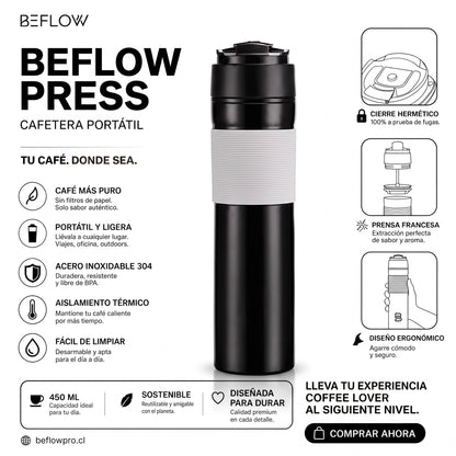 Cafetera Prensa Francesa Portátil 400ml – BEFLOW Press
