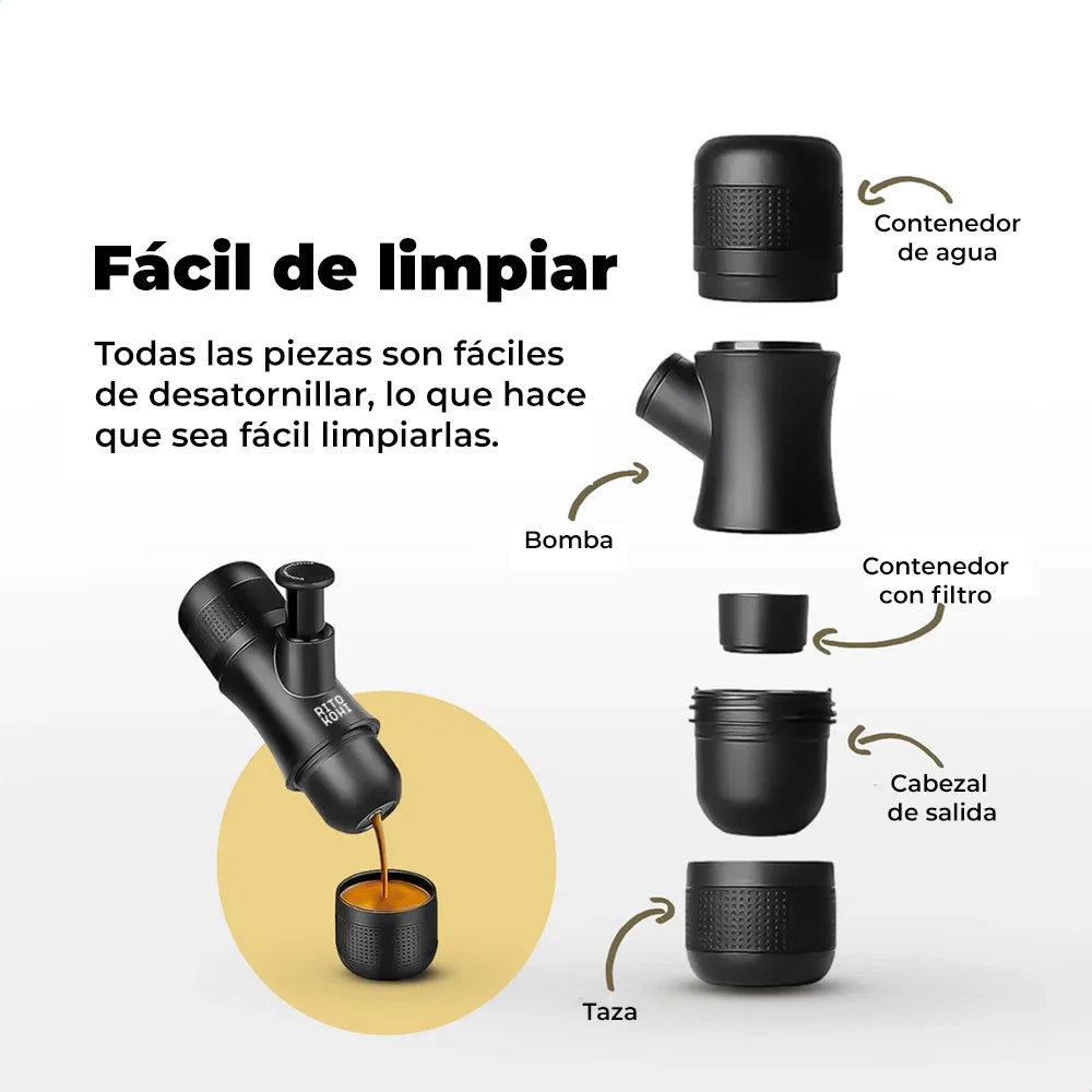 Cafetera Espresso Portátil Manual - Beflow Shot Black