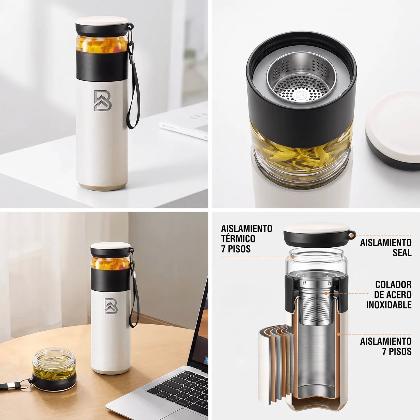 Botella Térmica con Infusor de Té 500ml - Beflow Brew
