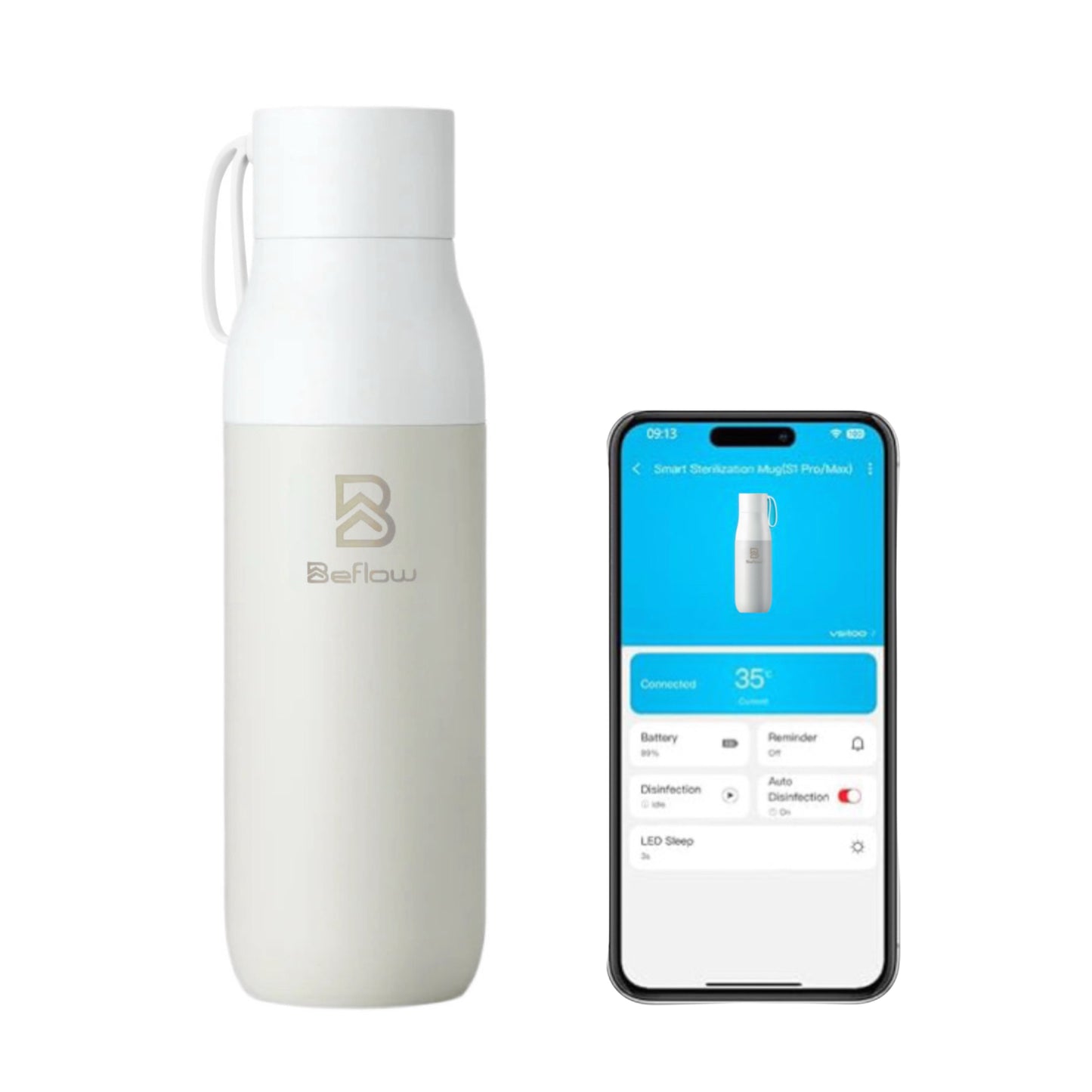 BEFLOW® S1 PRO by VSITOO – Botella Inteligente UV Blanca