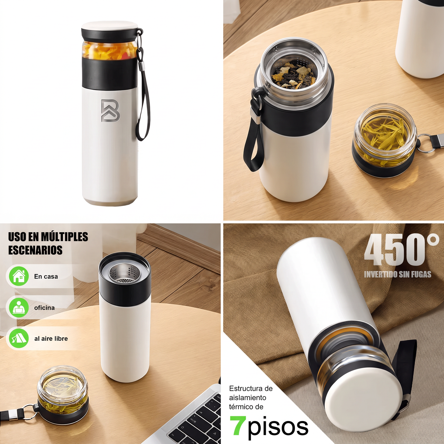 Botella Térmica con Infusor de Té 500ml - Beflow Brew
