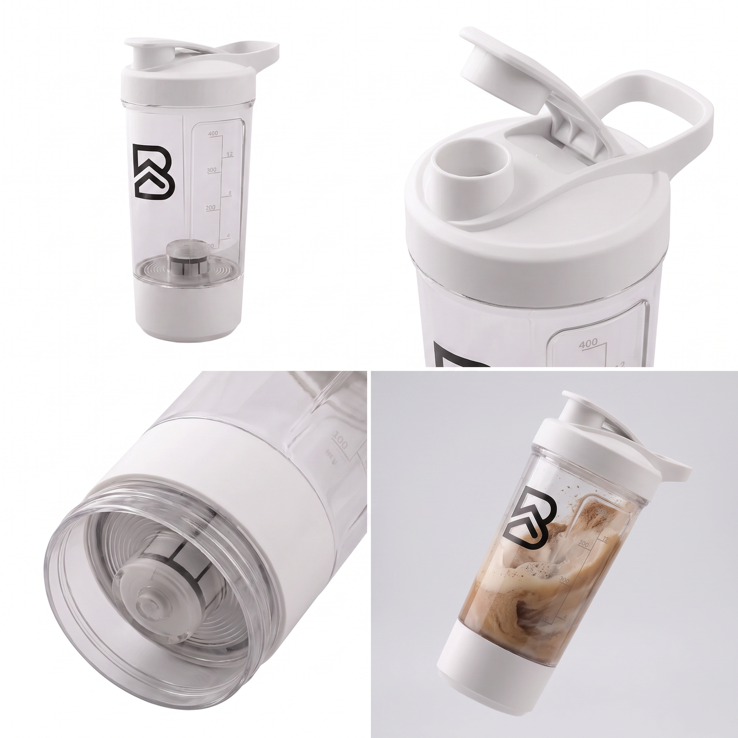 Shaker Eléctrico de Proteína 450ml Blanco - BEFLOW Blend